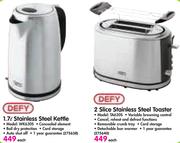 Defy 1.7Ltr Stainless Steel Kettle WK630S + Defy 2 Slice Stainless Steel Toaster TA630S