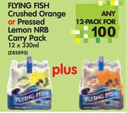 Flying Fish Crushed Orange or Pressed Lemon NRB Carry Pack-12 x 330ml
