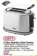 Defy 2 Slice Stainless Steel Toaster TA630S