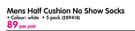Mens Half Cushion No Show Socks-Per Pair