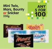 Mini Twix, Mars, Bounty Or Snicker-5 x 250g