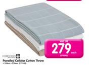 Horrockses Panelled Cellular Cotton Throw 180x230cm-Each