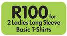 2 Ladies Long Sleeve Basic T-Shirts