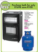Elegance Gas/Electric Heater SN08-ED & Cadac 9kg Gas Cylinder