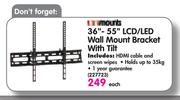 Mounts 36"-55" LCD/LED Wall Mount Bracket With Tilt