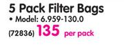 Karcher 5 Pack Filter Bags 6.959-130.0-Per Pack
