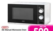 Defy 20L Manual Microwave Oven White DMO367