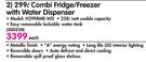 Hisense 299Ltr Combi Fridge/Freezer With Water Dispenser H299BME-WD