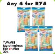 Yummee Marshmallows Fish or Mice-4 x 20 Pack