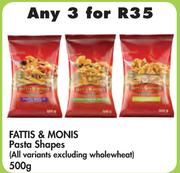 Fatis & Monis Pasta Shapes (All Variants Excluding Wholewheat)-3 x 500gm