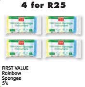 First Value Rainbow Sponges-4 x 5's