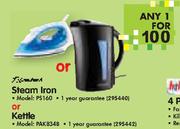 Steam Iron PS160 Or Kettle PAK8348-Each 