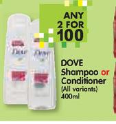 Dove Shampoo Or Conditioner (All Variants)-2x400ml