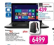 Lenovo 15.6" Ideapad Core i3 Notebook Bundle-Smart Data 2GB
