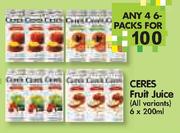 Ceres Fruit Juice(All Variants) 6x200ml-4x6 Pack