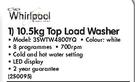 Whirlpool 10.5kg Top Load Washer 35WTW4800YQ