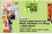 3 Pack Ladies French Cuts, Bikinis, Full Brief Or G-Strings Or Mens Skants-3-Pack