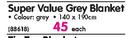 Super Value Grey Blanket-Each