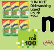 Sunlight Dishwashing Liquid Pouch-6x750ml