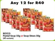 Royco Packet Soup-55gm or Soup Stews-50gm (All Variants)-12's
