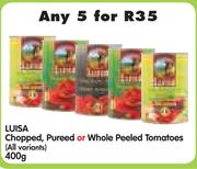 Luisa Chopped,Pureed Or Whole Peeled Tomatoes(All Variants)-5 x 400g