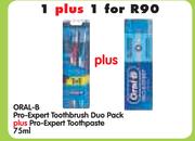 Oral B Pro Expert Toothbrush Duo Pack Plus Pro Expert Toothpaste-75ml