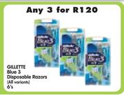 Gillette Blue 3 Disposable Razors(All Variants)-3 x 6's