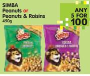 Simba Peanuts Or Peanuts & Raisins-5x450g
