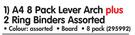 Aro A4 8 Pack Lever Arch Plus 2 Ring Binders Assorted-Each