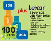Lexar 2 Pack 8GB USB Flash Drive V20