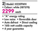 Hisense 220ltr White Double Door Fridge/Freezer H220TWH