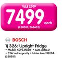 Bosch 326Ltr Upright Fridge KSV33NI30-Each