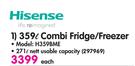 Hisense 359Ltr Combi Fridge/Freezer H359BME