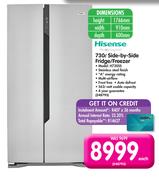 Hisense 730Ltr Side-by-Side Fridge/Freezer H730SS