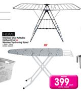 Home Stainless Steel Foldable Clothes Dryer Or Wooden Top Ironing Board-32cm x 105cm Each