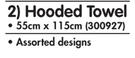Character Hooded Towel-55cm x 115cm Each