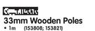 Rufflette 33mm Wooden Poles-1m Each