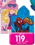 Character Hooded Towel-55cm x 115cm Each