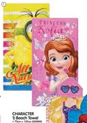 Character Beach Towel-70cm x 130cm Each