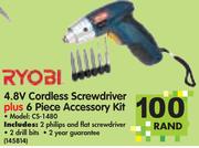Ryobi 4.8V Cordless Screwdriver+ 6 Piece Accessory Kit CS-1480