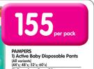 Pampers Active Baby Disposable Pants(44's, 48's, 52's, 60's)(All Variants)-Per Pack