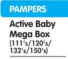 Pampers Active Baby Mega Box-111's/120's/132's/150's-Each