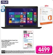 Asus 15.6" X-Series Pentium Quad Core Notebook Bundle-Per Bundle