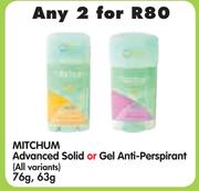Mitchum Advanced Solid Or Gel Anti Perspirant(All Variants)-2 x 76g,63g