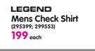 Legend Mens Check Shirt-Each