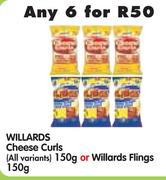 Willards Cheese Curls(All Variants) 150g Or Willards Flings 150g-Any 6