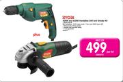 Ryobi 500W And 650W Handyline Drill And Grinder Kit DG-2K