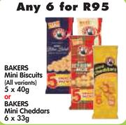 Bakers Mini Biscuits (All Variants)-5 x 40g Or Bakers Mini Cheddars-6 x 33g