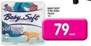 Baby Soft 2 Ply Toilet Tissue 18's Pack-Each