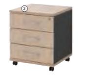 Sahara 3 Drawer Mobile Pedestal-Each